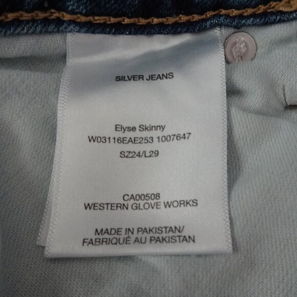 Silver Jeans Elyse Skinny Leg Women's Plus Size 24 Blue Denim Stretch Distressed - Picture 10 of 12